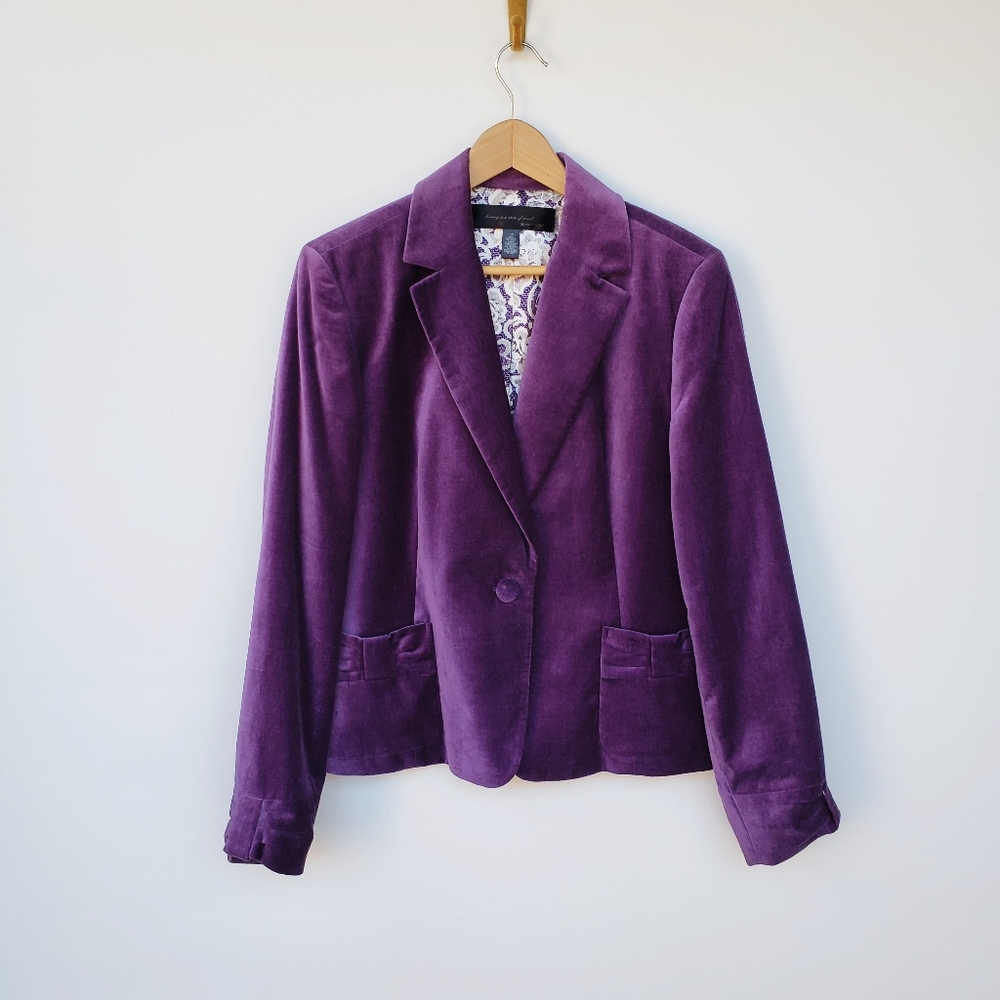 Apostrophe Purple Velvet Single Button Blazer 18